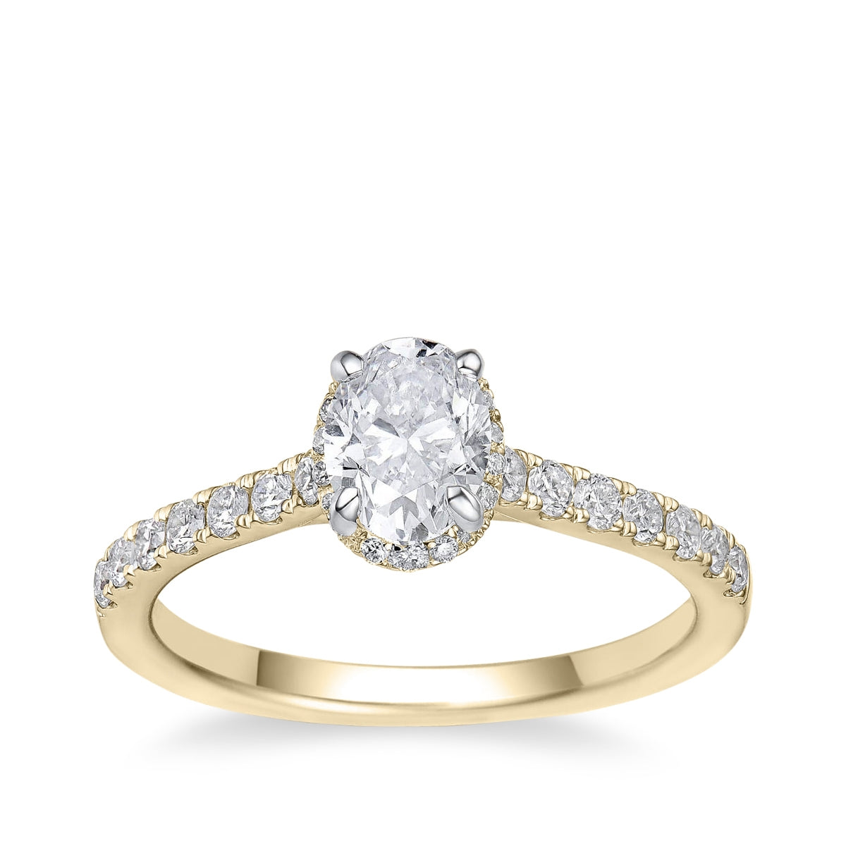 Canadian Rocks 1 ct. tw. Oval Diamond Halo Engagement Ring in 14K Yellow Gold