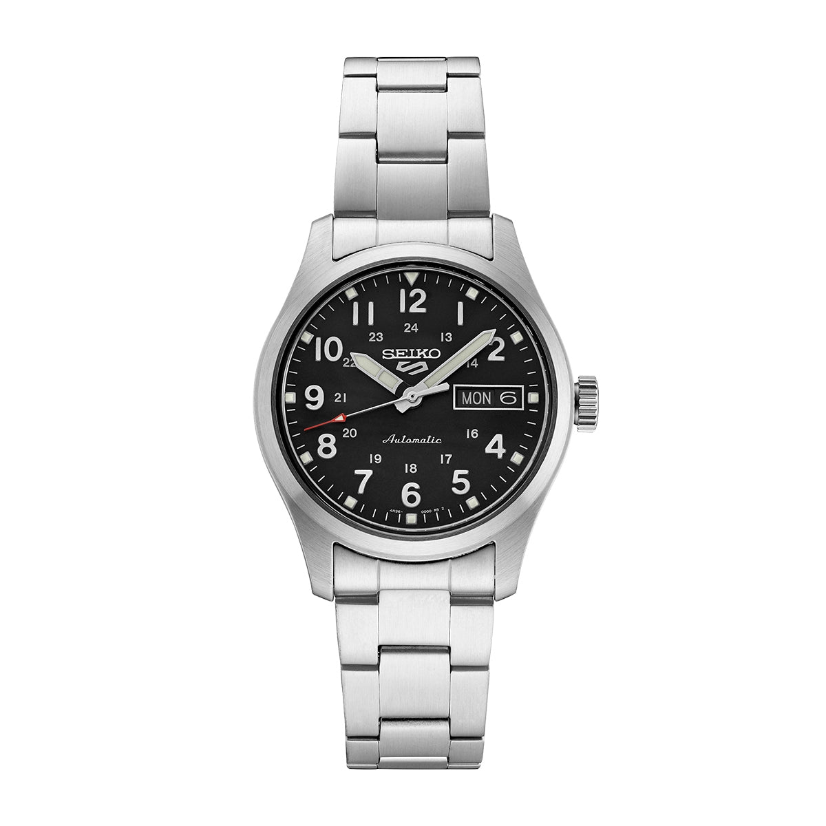 Seiko Men's 5 Sports Automatic Stainless Steel Watch with Black Dial