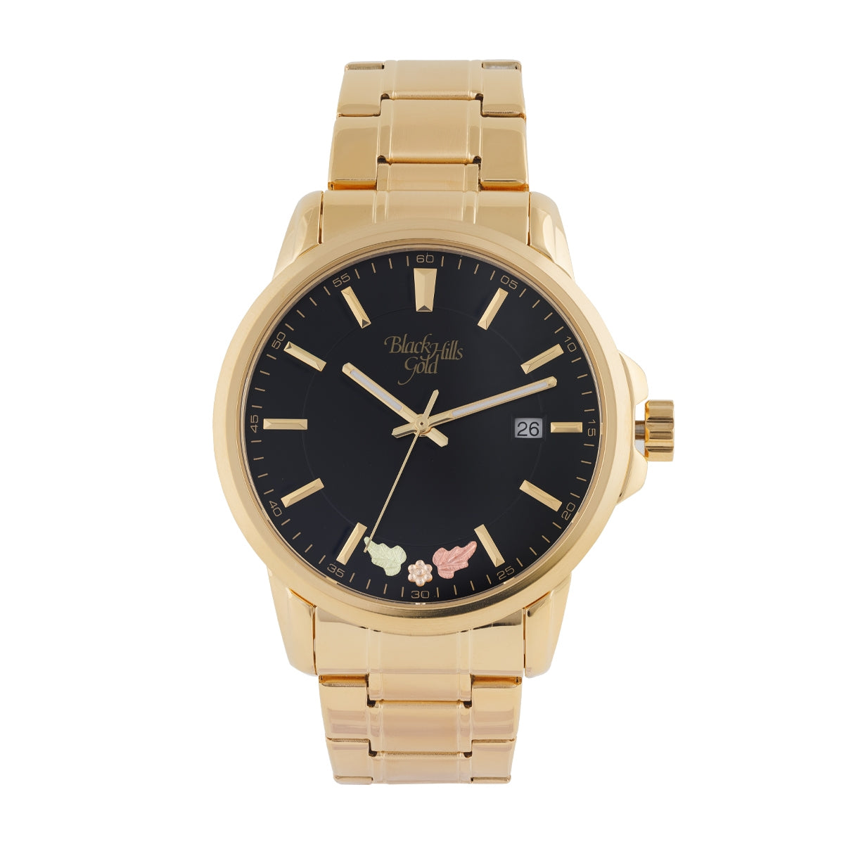 Black Hills Gold Men's Quartz Gold-Tone Stainless Steel Watch with Black Dial