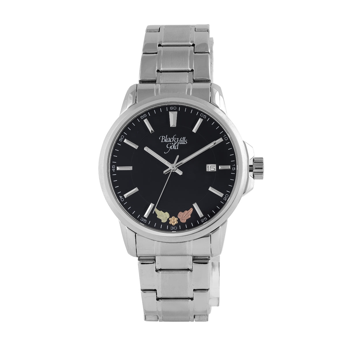 Black Hills Gold Men's Quartz Stainless Steel Watch with Black Dial