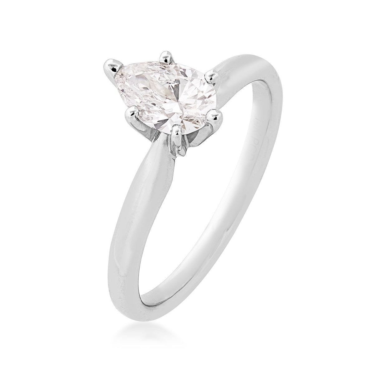 Adamante 3/4 ct. tw. Lab-Grown Pear Diamond Solitaire Engagement Ring in 14K White Gold front view
