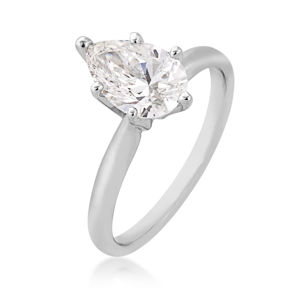 Adamante 1-1/2 ct. tw. Lab-Grown Pear Diamond Solitaire Engagement Ring in 14K White Gold front view