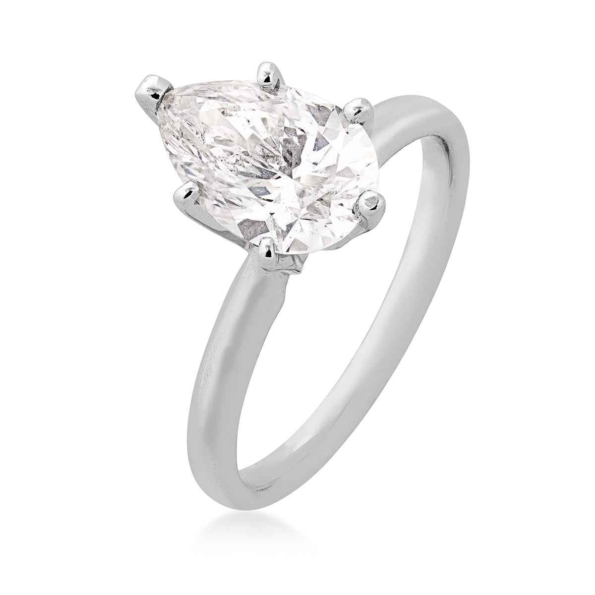 Adamante 2 ct. tw. Lab-Grown Pear Diamond Solitaire Engagement Ring in 14K White Gold front view