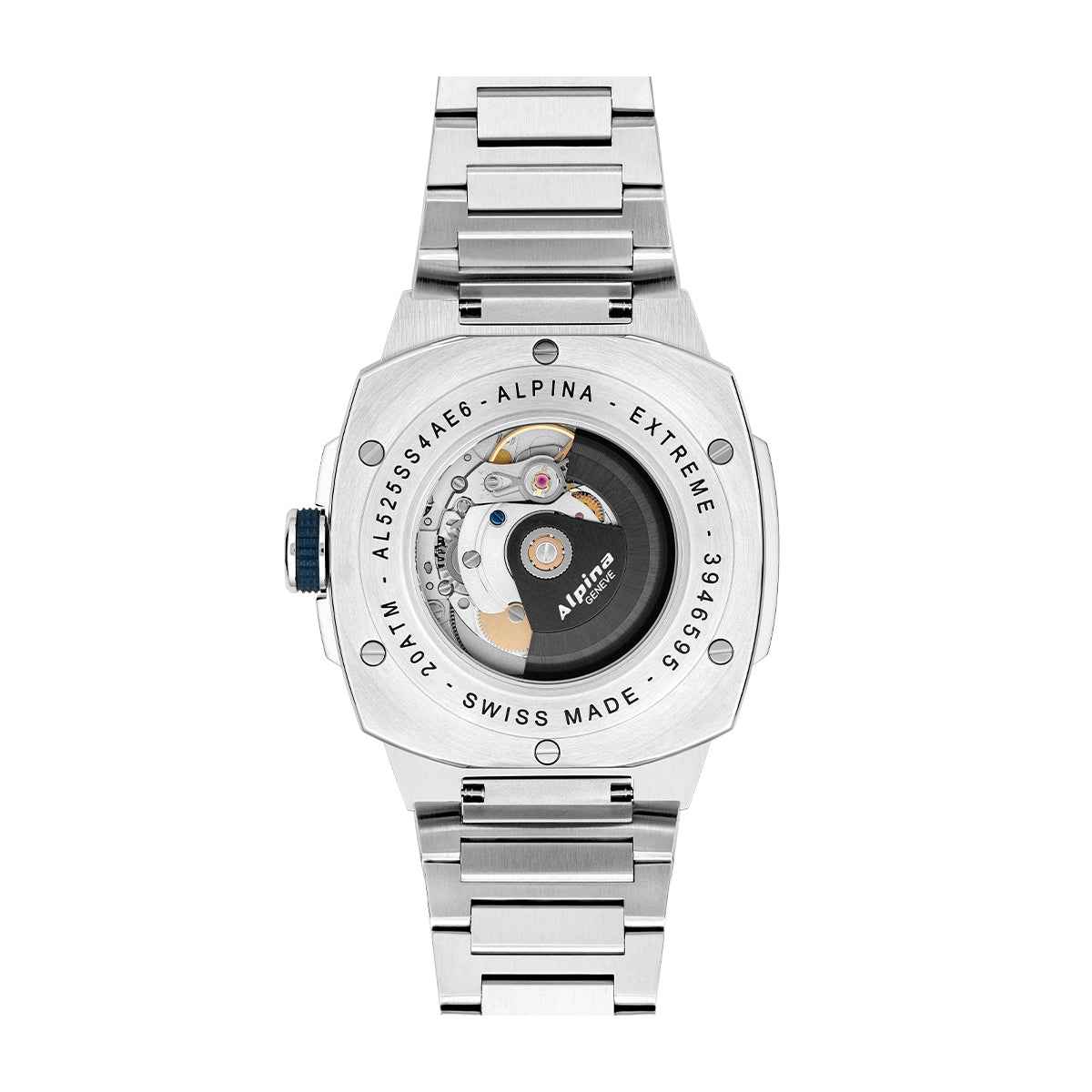 Alpina Men's Alpiner Extreme Automatic Stainless Steel Watch with Blue Dial close-up detail (3)