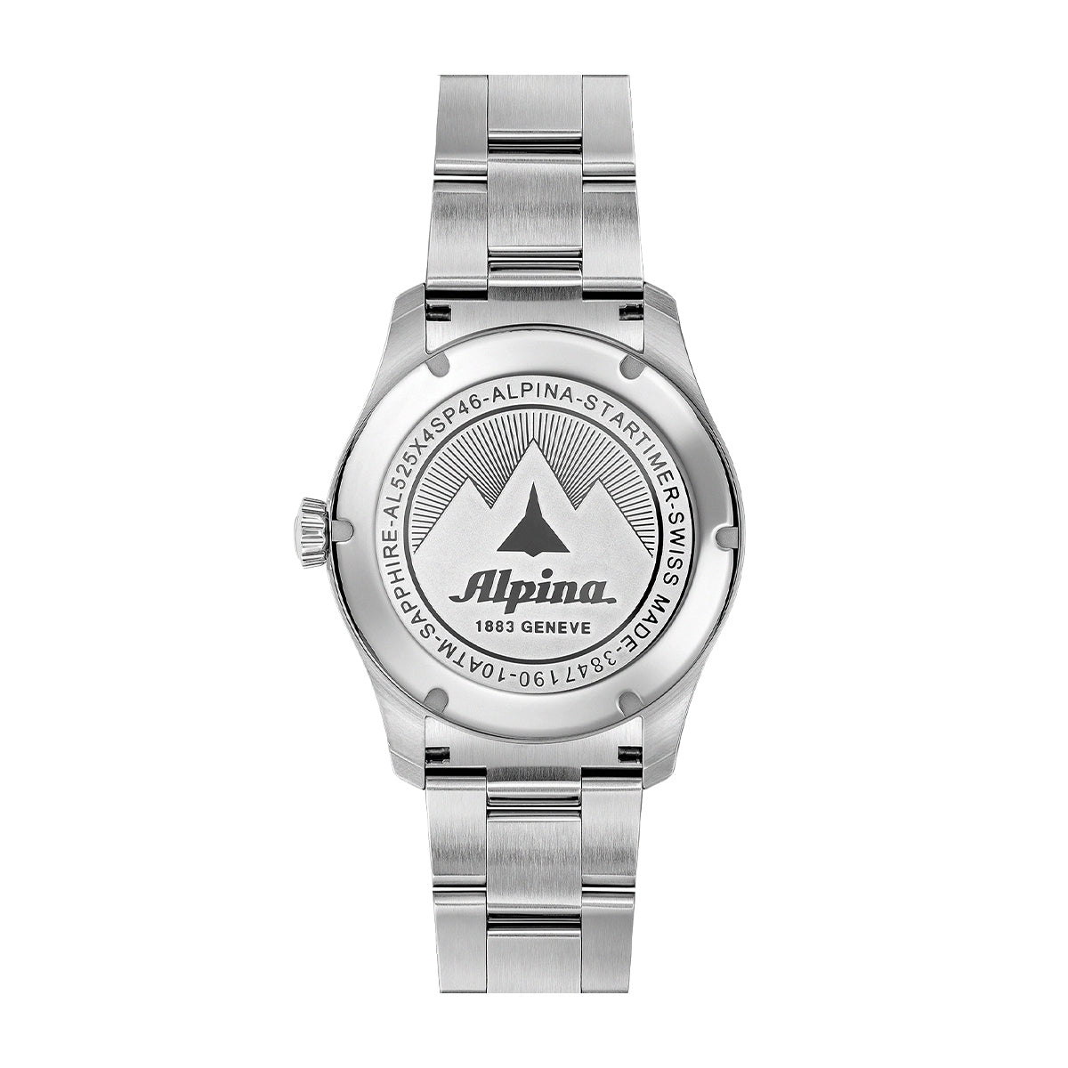 Alpina Men's Startimer Pilot Automatic Stainless Steel Watch with Black Dial close-up detail