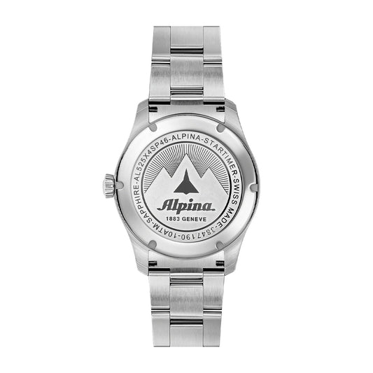 Alpina Men's Startimer Pilot Automatic Stainless Steel Watch with Black Dial close-up detail
