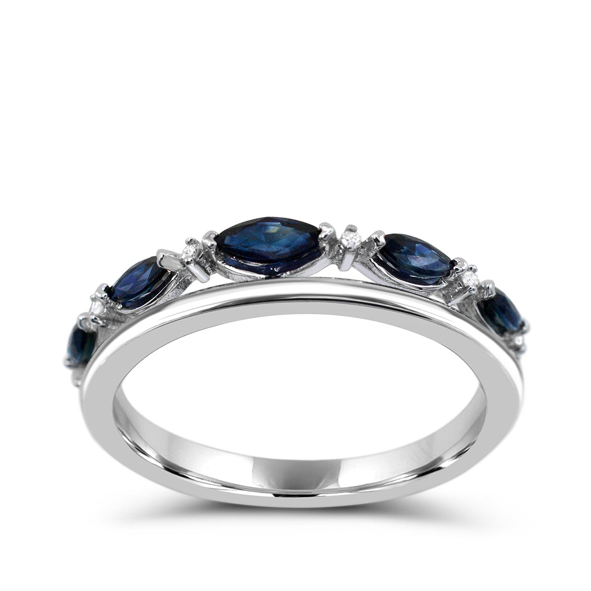 Marquise Sapphire Graduated Stackable Ring in 10K White Gold