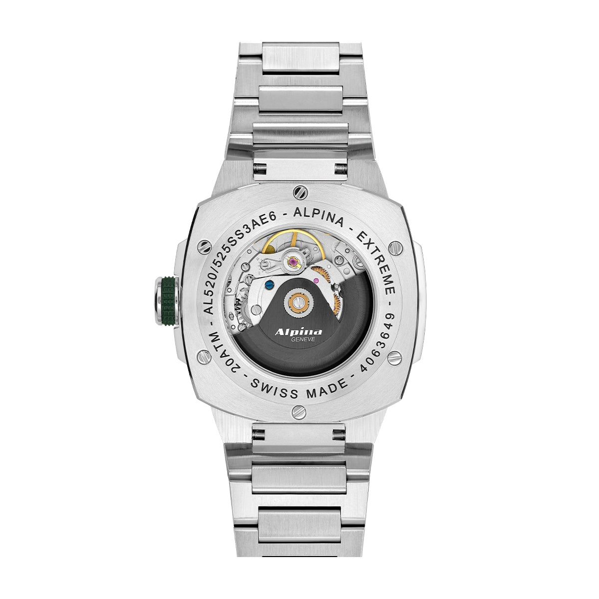 Alpina Men's Extreme Automatic Stainless Steel Watch with Green Dial close-up detail