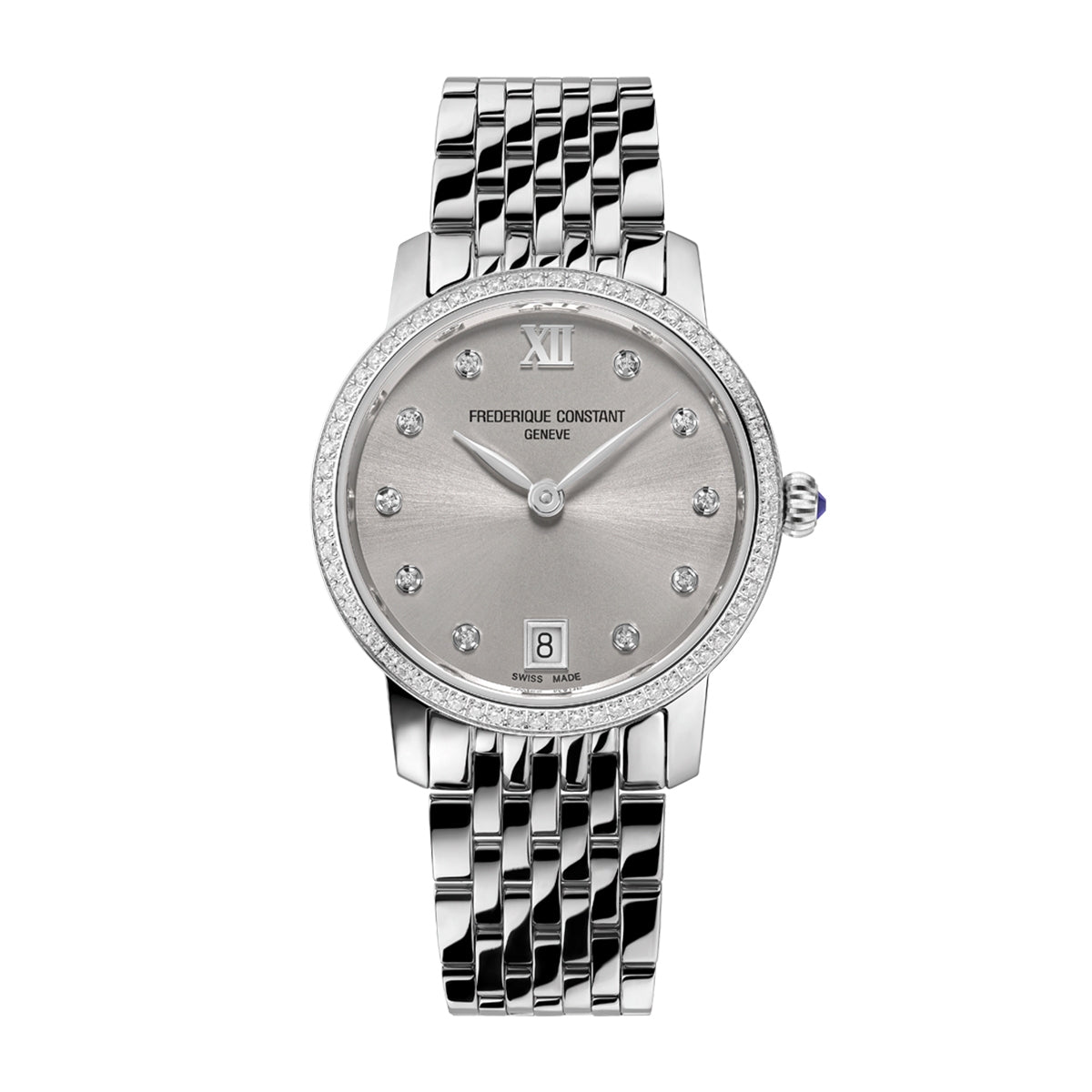 Frederique Constant Slimline Ladies' Quartz Stainless Steel Watch with Brown Dial