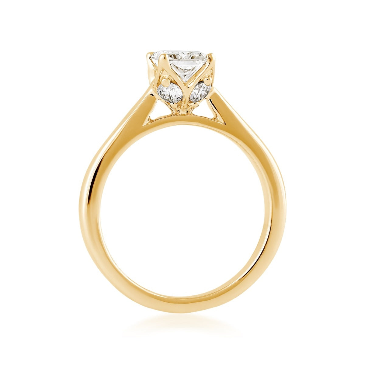 Adamante 1-1/4 ct. tw. Lab-Grown Radiant Cut Diamond Solitaire Engagement Ring in 14K Yellow Gold close-up detail