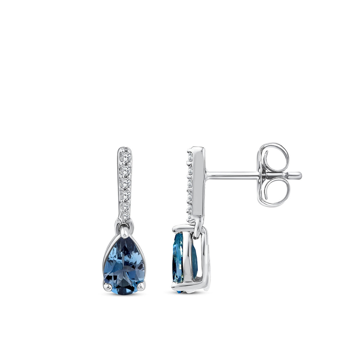 Pear London Blue Topaz & Diamond Accent Dangle Earrings in 10K White Gold