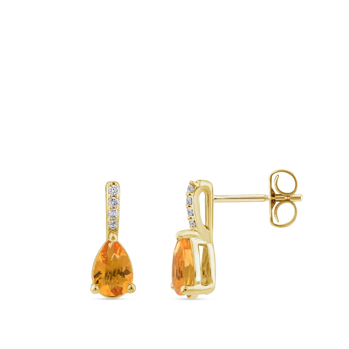 American Colors Pear Fire Opal & Diamond Accent Drop Earrings in 10K Yellow Gold