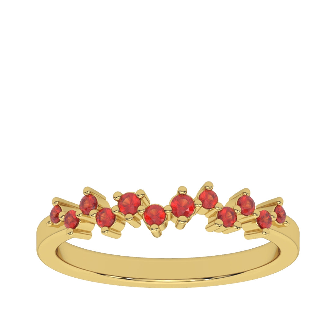 Round Garnet Stackable Ring in 10K Yellow Gold