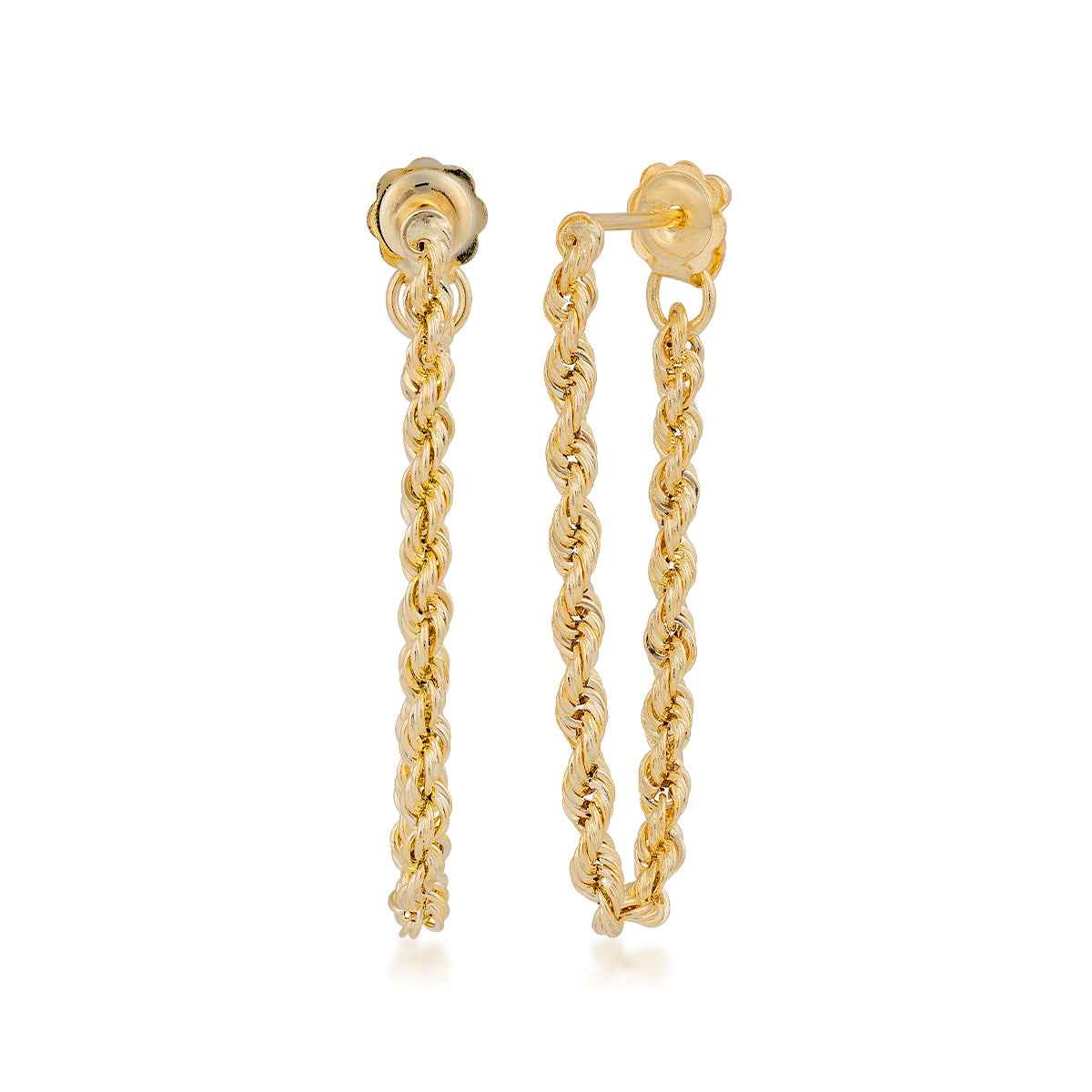 Rope Drop Chain Earrings in 10K Yellow Gold