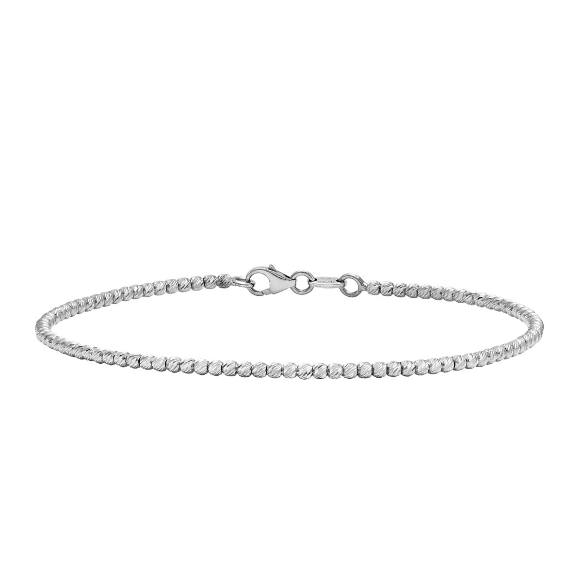 Textured Bead Flexible Bangle Bracelet in 14K White Gold