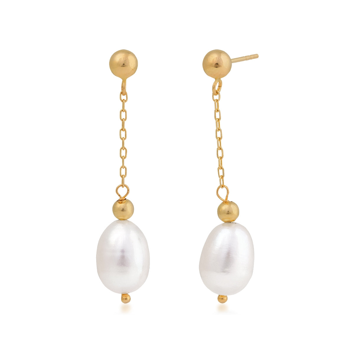 Cultured Freshwater Pearl Dangle Earrings in 10K Yellow Gold