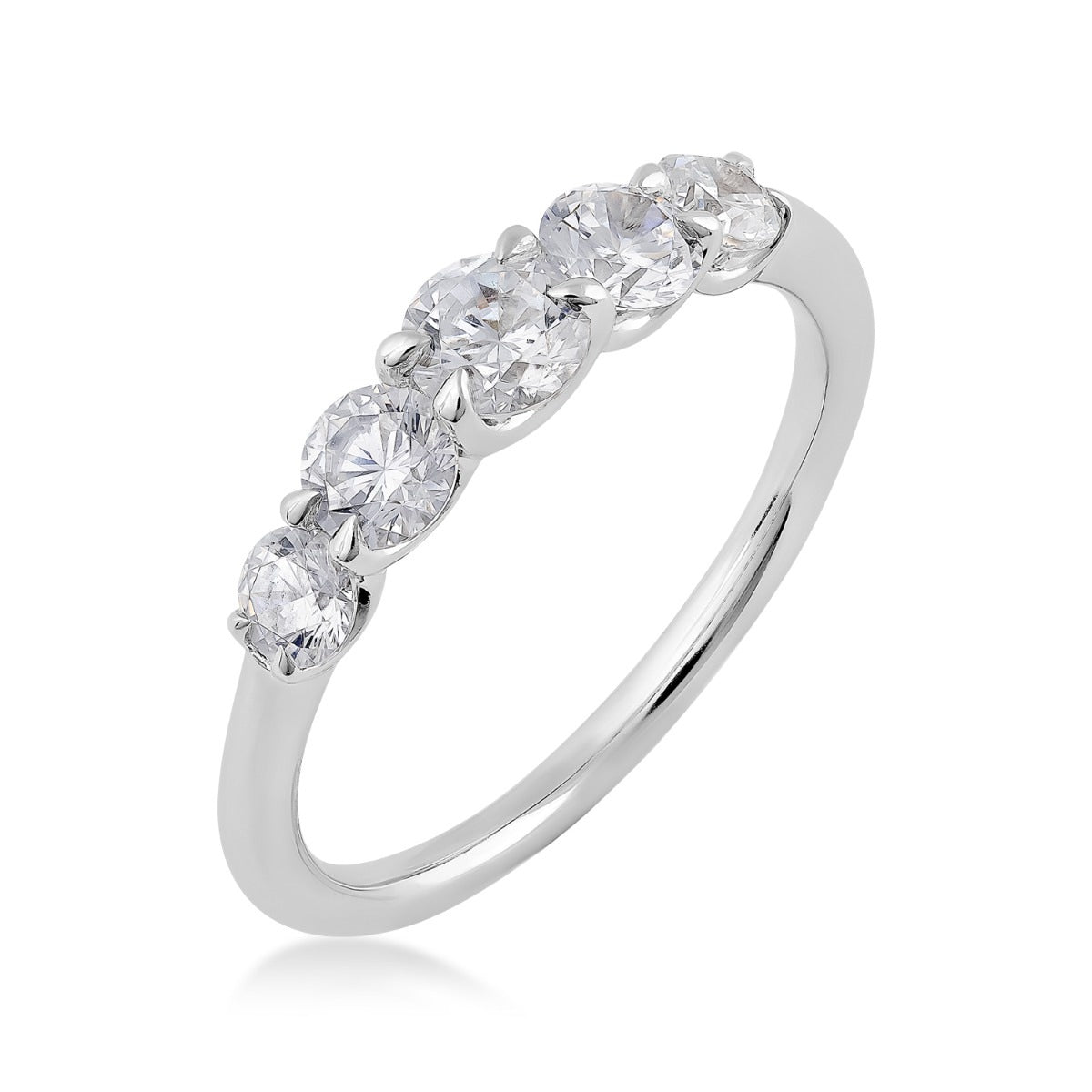Adamante 1 ct. tw. Lab-Grown Round Brilliant 5-Stone Diamond Graduated Anniversary Ring in 14K White Gold front view