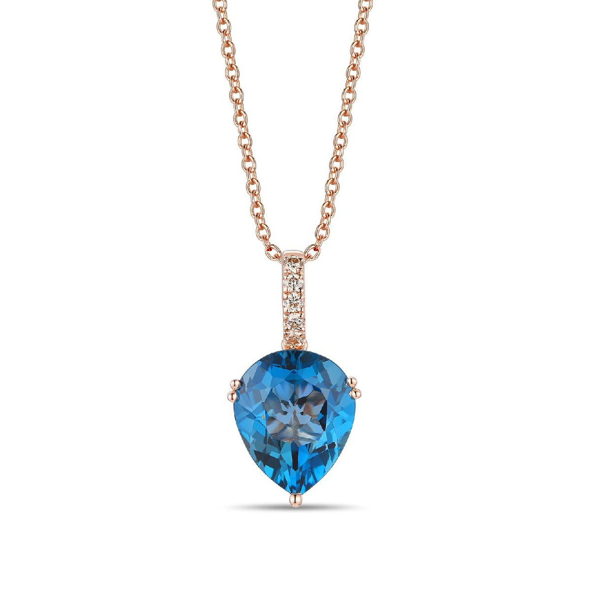 Le Vian Pear Swiss Blue Topaz & 1/10 ct. tw. Nude Diamond Pendant in 14K Strawberry Gold