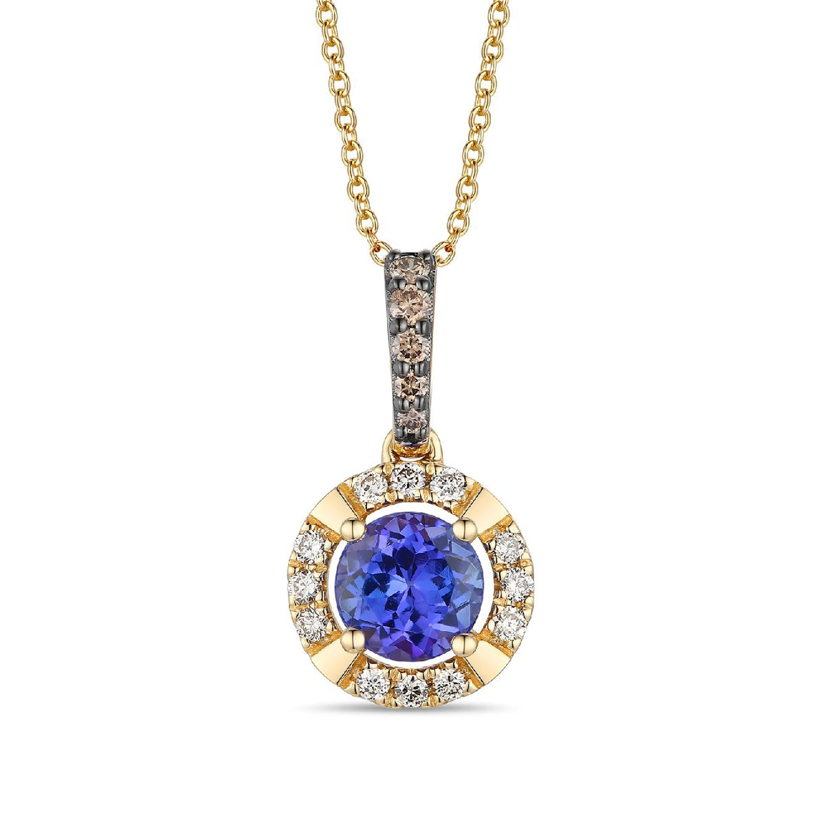 Le Vian Round Tanzanite & 1/5 ct. tw. Nude & Chocolate Diamond Halo Pendant in 14K Honey Gold