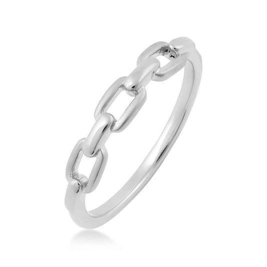 Paperclip Ring in 10K White Gold front view