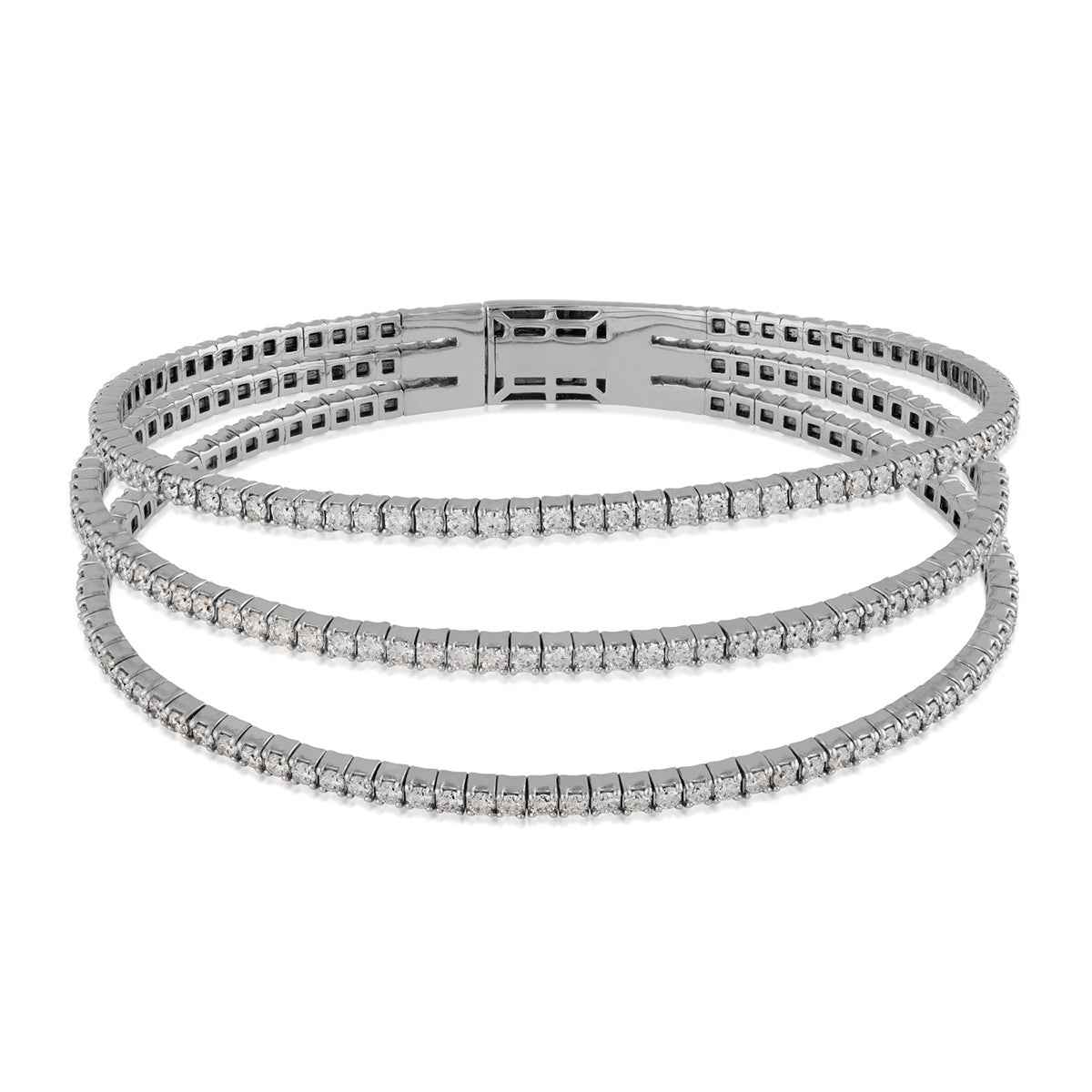 5 ct. tw. Diamond Multi-Row Flex Bangle Bracelet in 14K White Gold