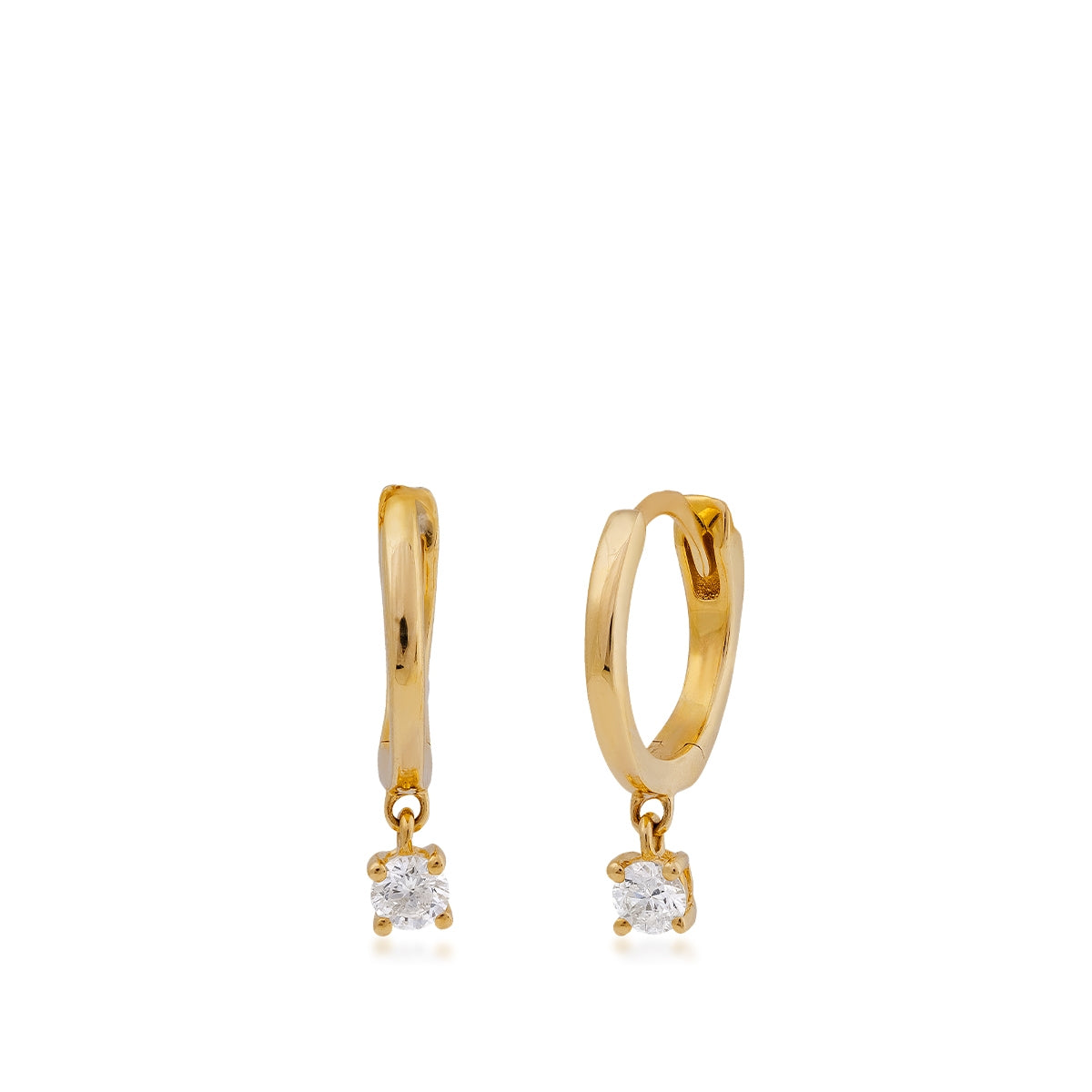 Demi Fine 1/6 ct. tw. Diamond Drop Huggie Hoop Earrings in 14K Yellow Gold