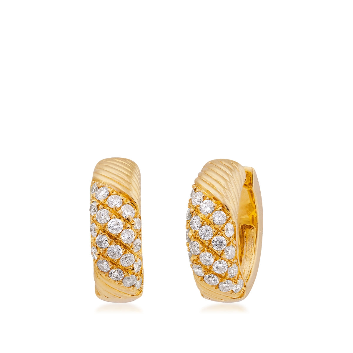 Demi Fine 3/4 ct. tw. Diamond Ridged Hoop Earrings in 14K Yellow Gold