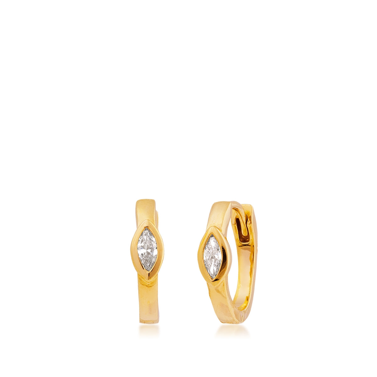 Demi Fine 1/6 ct. tw. Marquise Diamond Hoop Earrings in 14K Yellow Gold