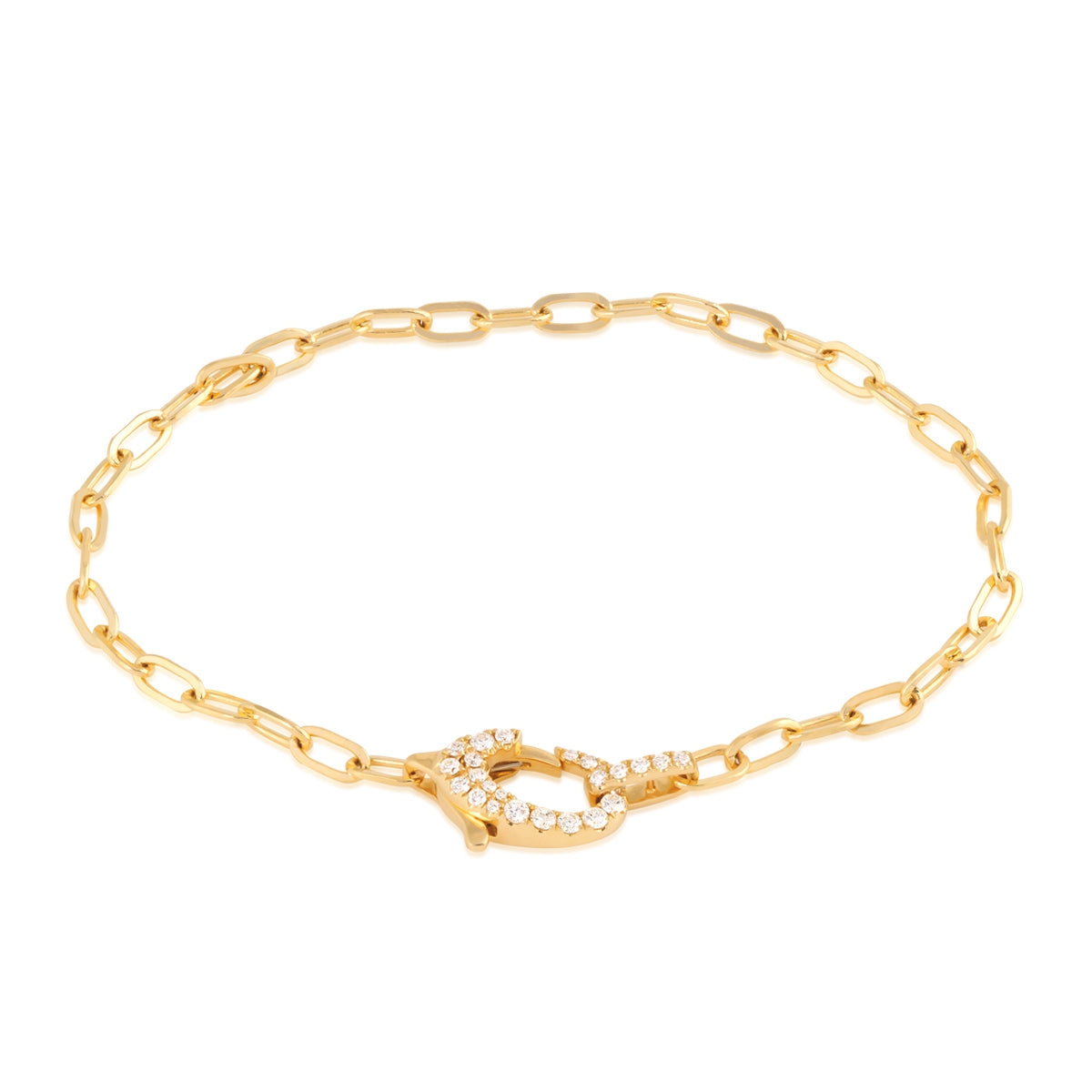 Demi Fine 1/4 ct. tw. Diamond Clasp Paperclip Bracelet in 14K Yellow Gold