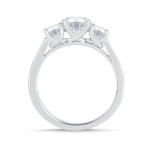 Adamante 2 ct. tw. Lab-Grown Round Brilliant 3-Stone Diamond Engagement Ring in 14K White Gold front view