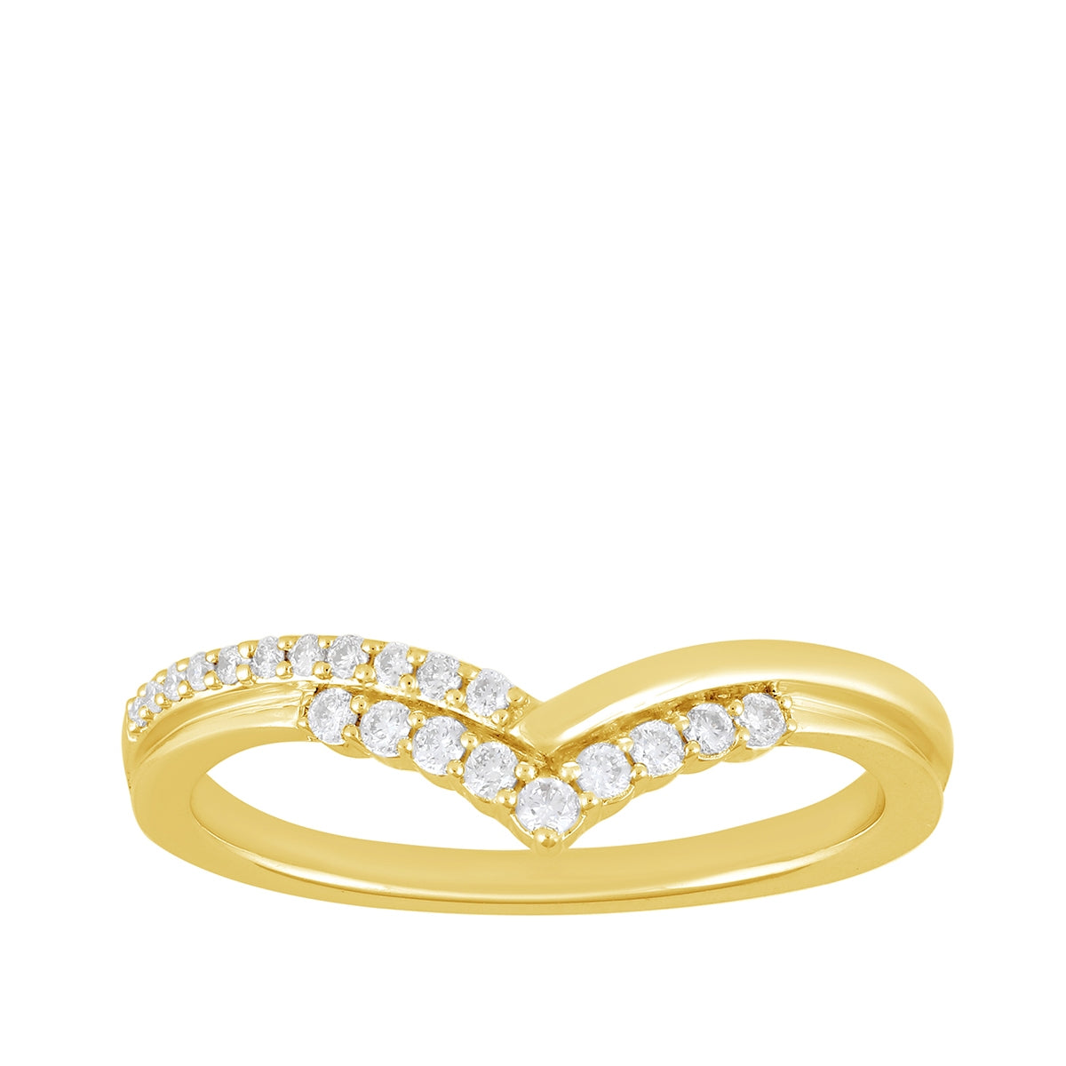 1/7 ct. tw. Diamond Contour Chevron Two Row Ring in 14K Yellow Gold