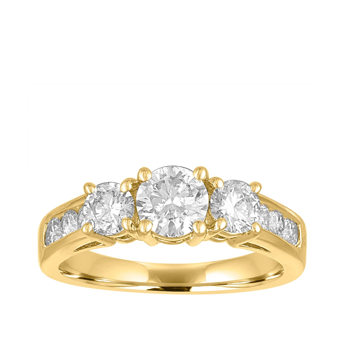 1-1/2 ct. tw. Round Brilliant Diamond 3-Stone Anniversary Ring in 14K Yellow Gold