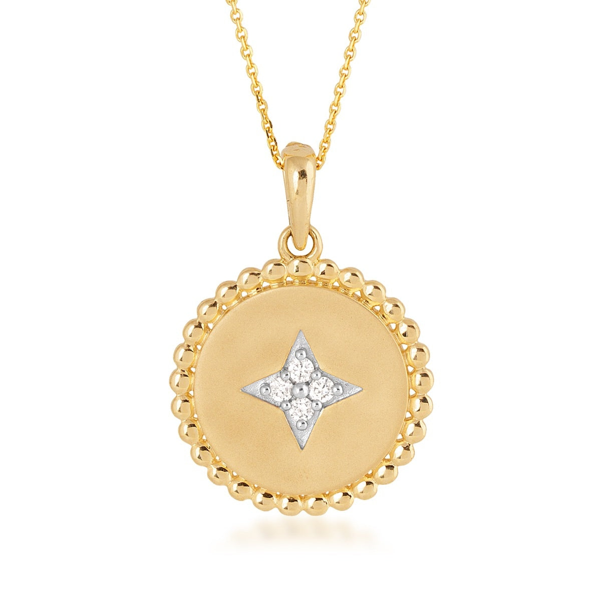 Demi Fine Diamond Accent Scalloped Coin Pendant in 10K Yellow Gold