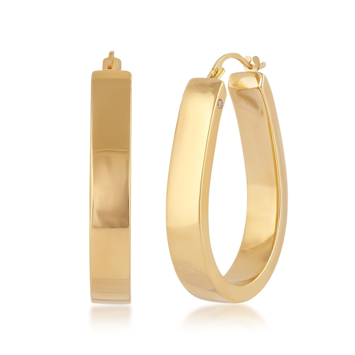 Evergold 25mm Resin Core Oval Hoop Earrings in 14K Yellow Gold