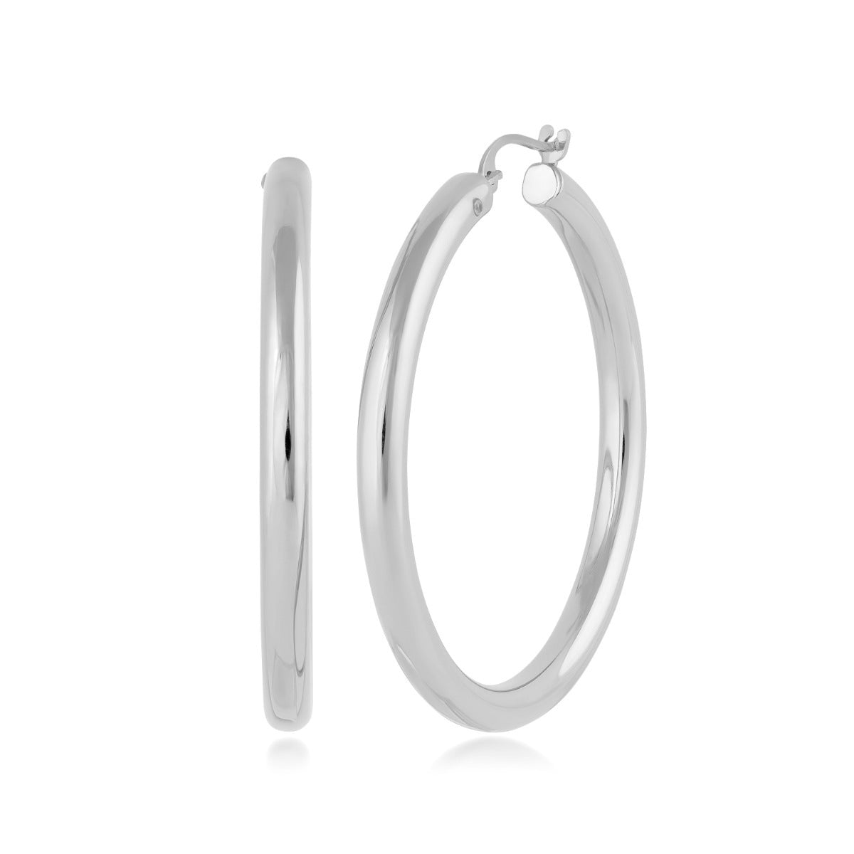 Evergold 35mm Resin Core Hoop Earrings in 14K White Gold
