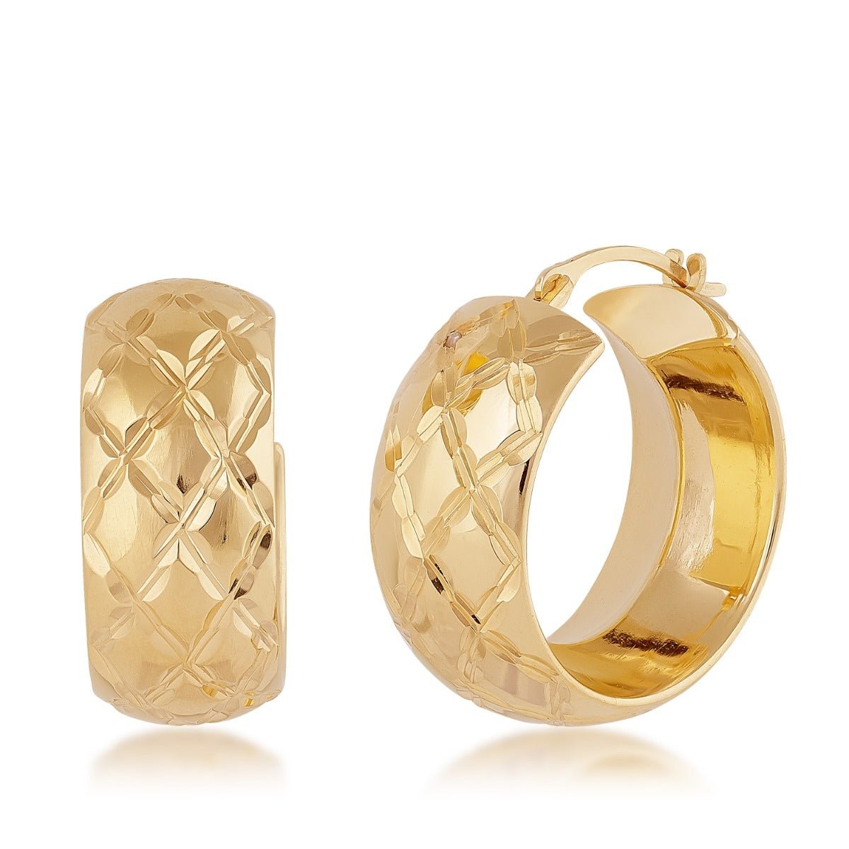 Evergold 17mm Resin Core Diamond Cut Hoop Earrings in 14K Yellow Gold