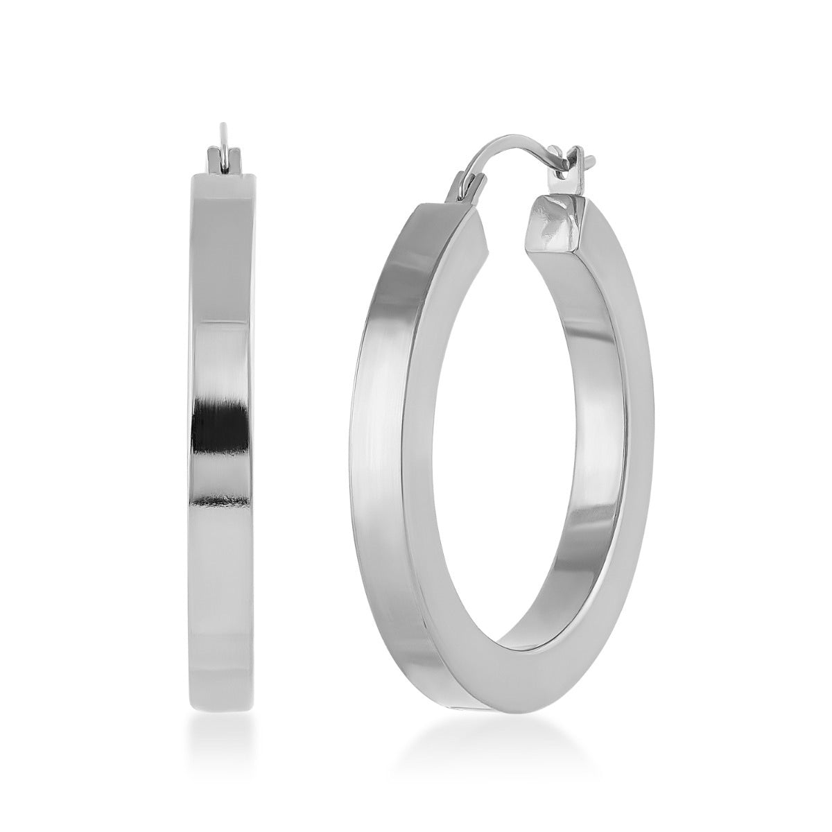 Evergold 25mm Resin Core Square Tube Hoop Earrings in 14K White Gold