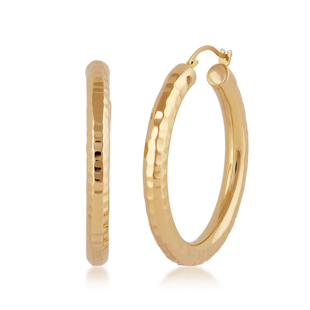 Evergold 30mm Resin Core Hammered Hoop Earrings in 14K Yellow Gold
