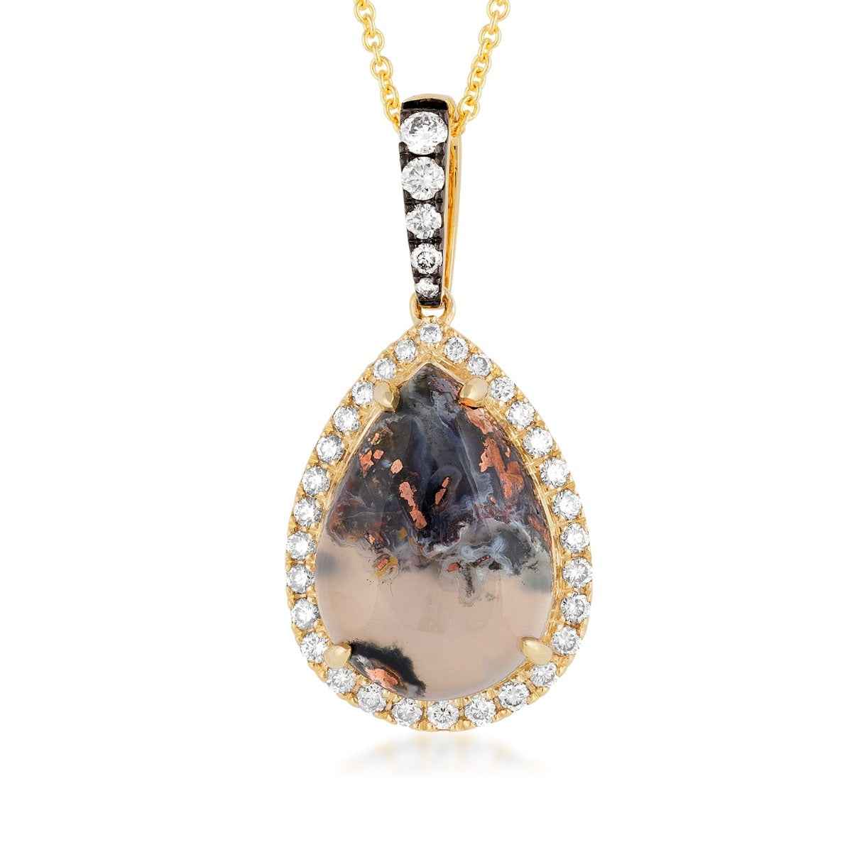 Le Vian Pear Aquadite & 1/3 ct. tw. Nude Diamond Halo Pendant in 14K Honey Gold