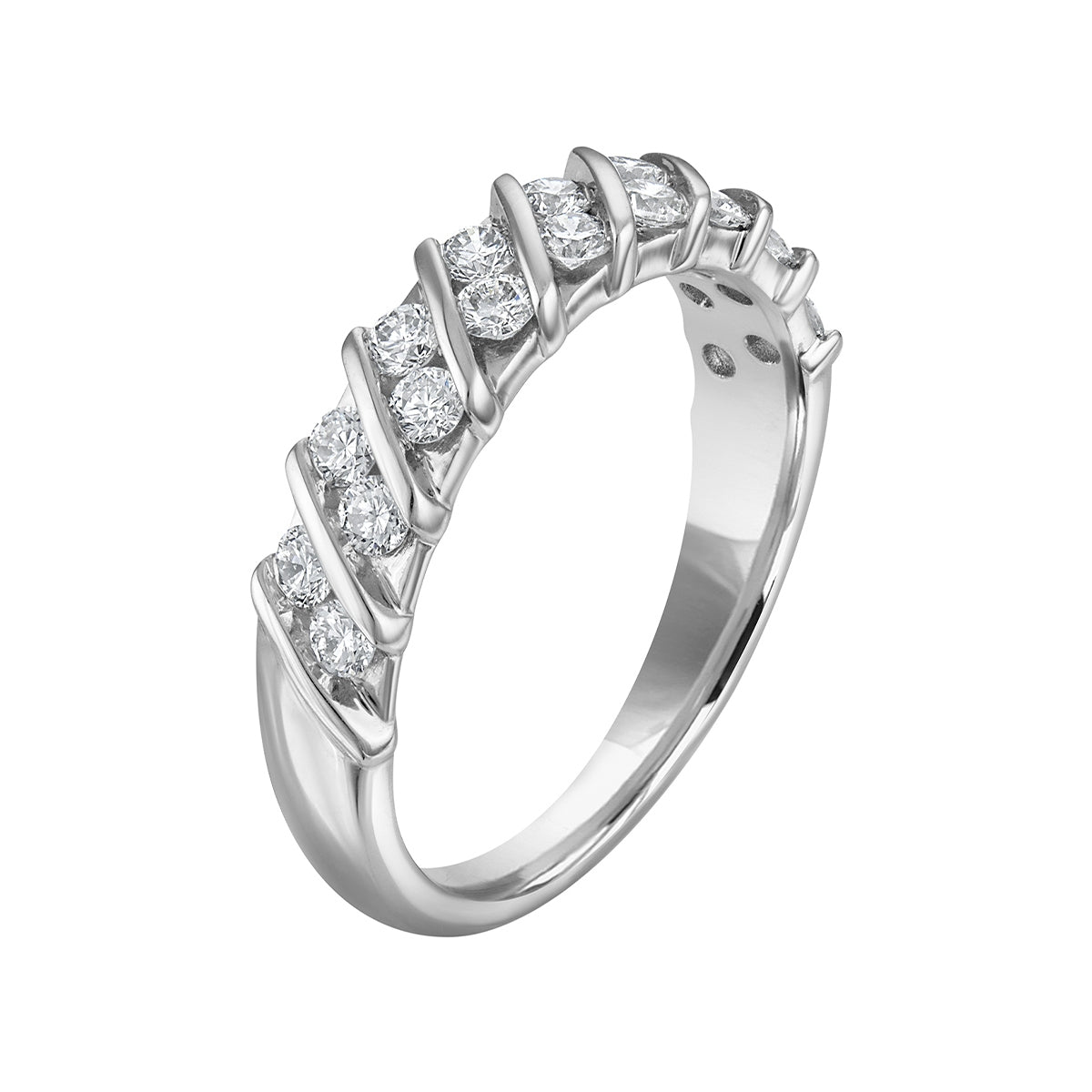 5/8 ct. tw. Diamond Multi-Row Anniversary Ring in 14K White Gold front view