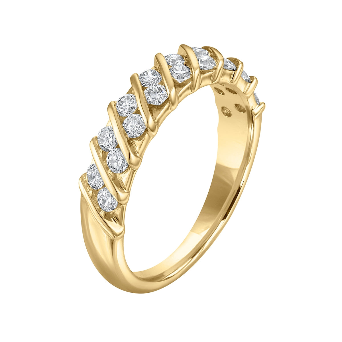 5/8 ct. tw. Diamond Multi-Row Anniversary Ring in 14K Yellow Gold front view