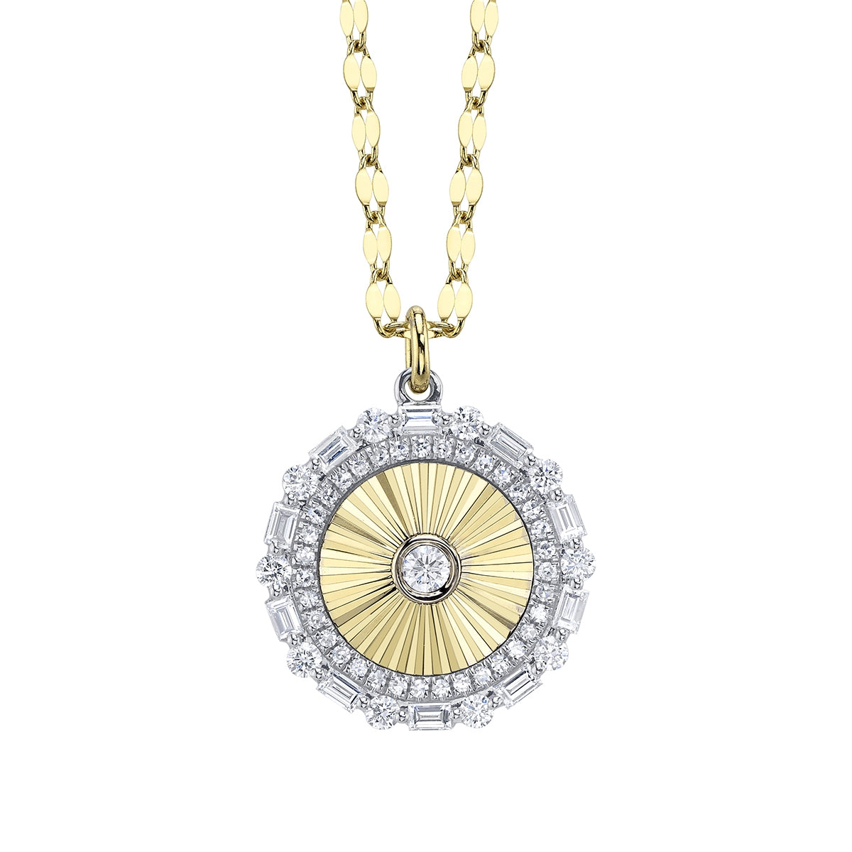 Shy Creation 1/2 ct. tw. Diamond Medallion Pendant in 14K Yellow & White Gold