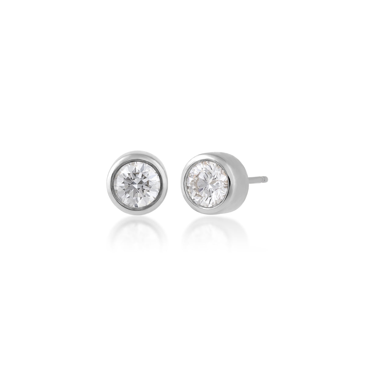 Adamante 1 ct. tw. Lab-Grown Round Brilliant Diamond Solitaire Bezel Earrings in 14K White Gold
