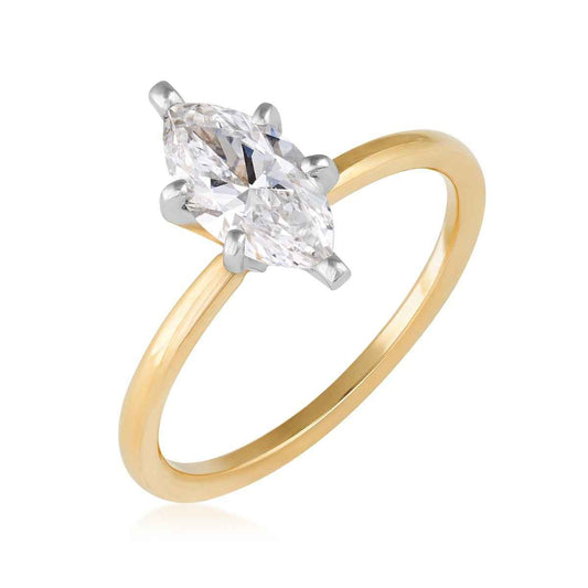 Premier Natural 1 ct. tw. Marquise Diamond Solitaire Engagement Ring in 14K Yellow Gold front view