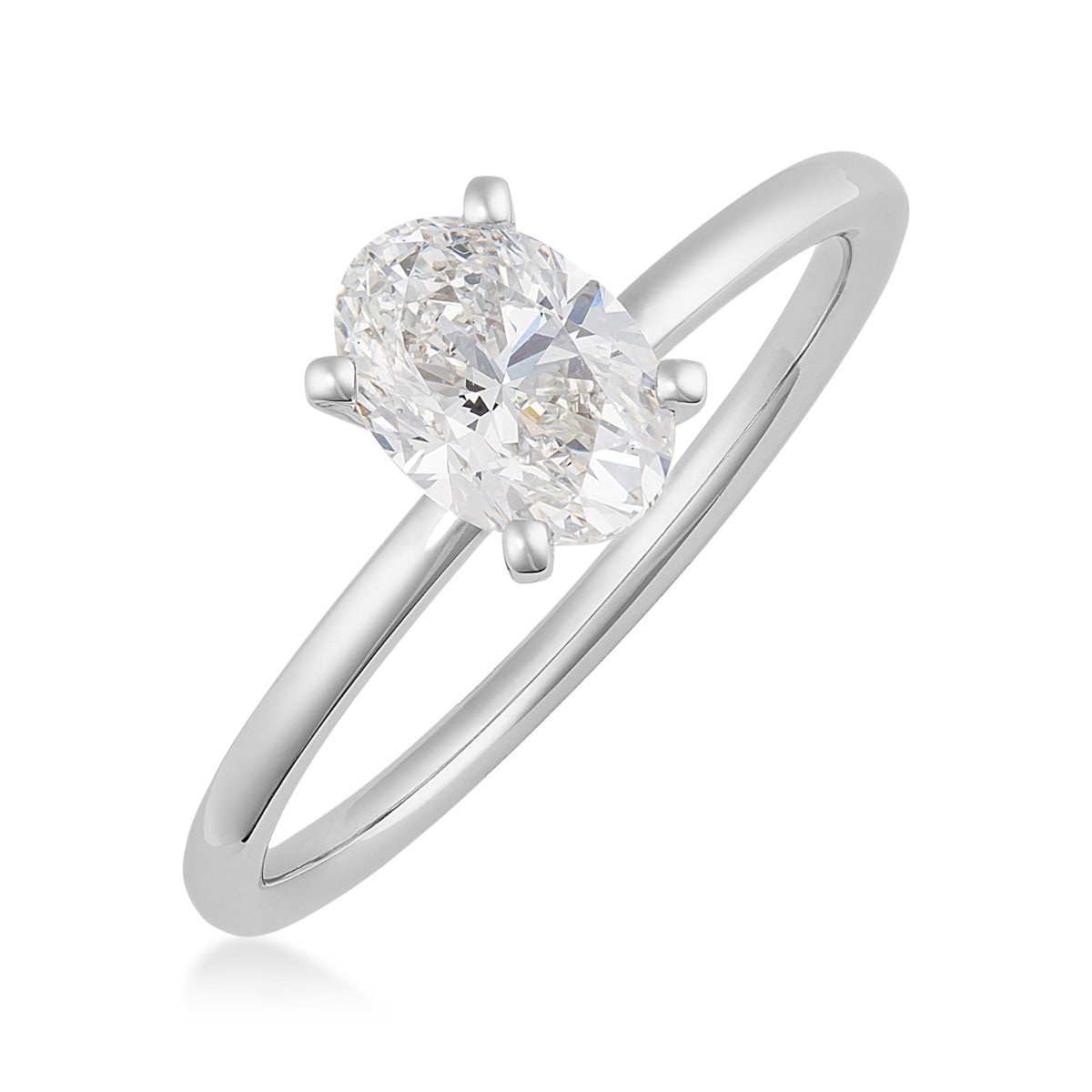 Premier Natural 1 ct. tw. Oval Diamond Solitaire Engagement Ring in 14K White Gold front view