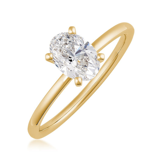 Premier Natural 1 ct. tw. Oval Diamond Solitaire Engagement Ring in 14K Yellow Gold front view