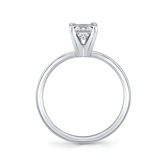 Premier Natural 1 ct. tw. Emerald Cut Diamond Solitaire Engagement Ring in 14K White Gold close-up detail