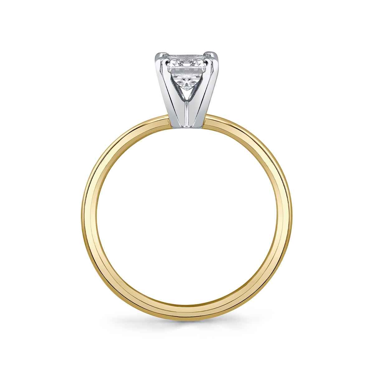 Premier Natural 1 ct. tw. Emerald Cut Diamond Solitaire Engagement ring in 14K Yellow Gold close-up detail