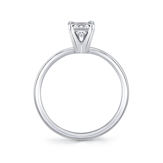 Premier Natural 3/4 ct. tw. Emerald Cut Diamond Solitaire Engagement Ring in 14K White Gold front view
