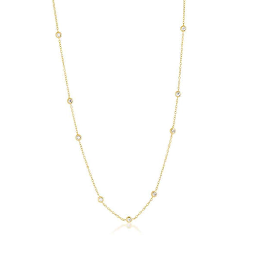 Demi Fine 1/5 ct. tw. Diamond Bezel Station Necklace in 10K Yellow Gold front view